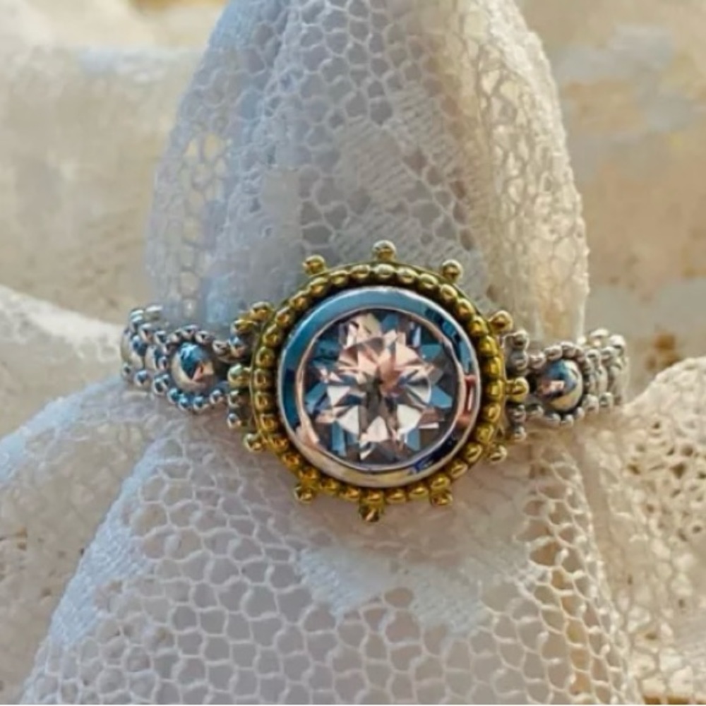 Dallas Prince Sterling and 18K Gold Brilliant Crystal Quartz Ring
